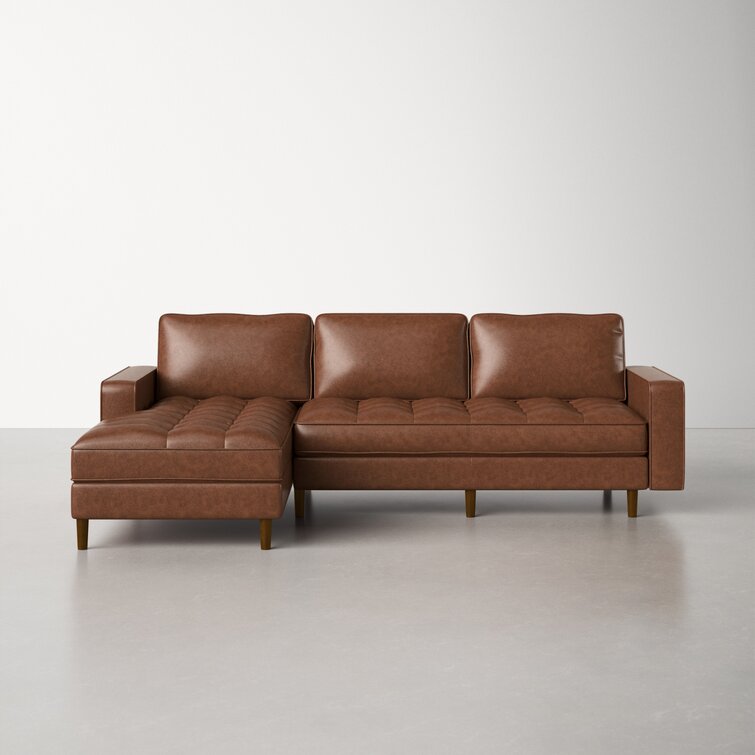 AllModern Studio 2 - Piece Leather Sectional & Reviews | Wayfair